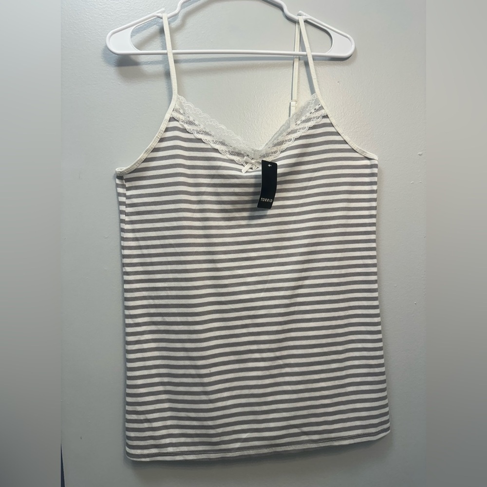 Torrid Gray and White Striped Camisole